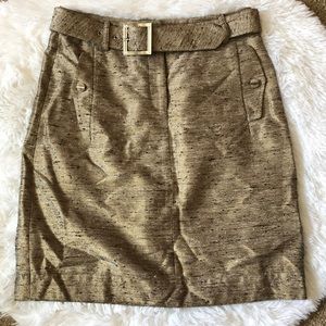 Tory Burch Belted Gold Midi Skirt